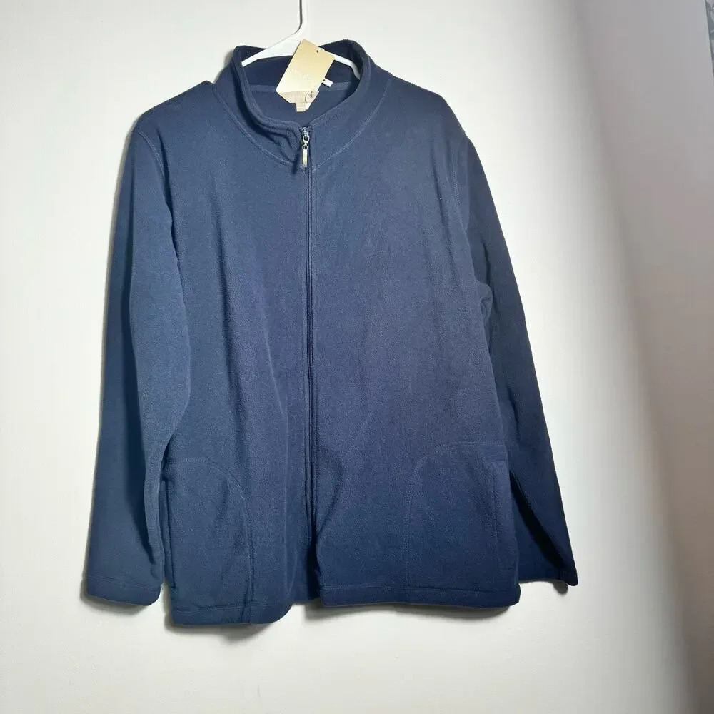 Anthology Unisex Navy Full‎ Zip Fleece Jacket Sweater Sz 16/18 - Picture 11 of 14